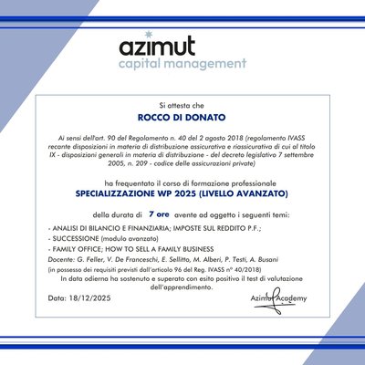 Specializzazione Wealth Planning Avanzato IVASS — Azimut Academy